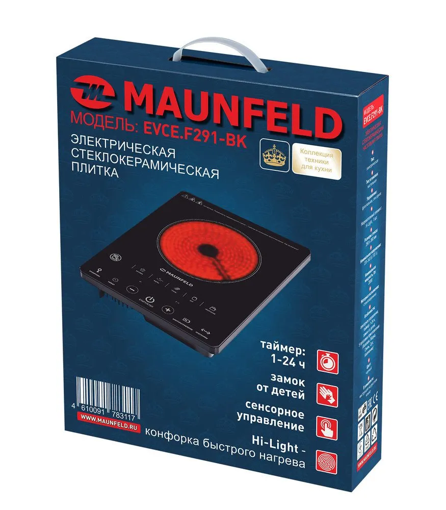 Электрическая стеклокерамическая плитка Maunfeld EVCE.F291-BK