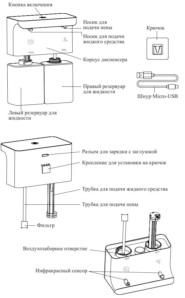 Сенсорный диспенсер 2 в 1 Kitfort КТ-6062
