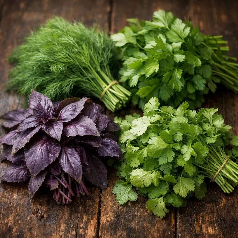 Сочетание свежей зелени в кулинарии