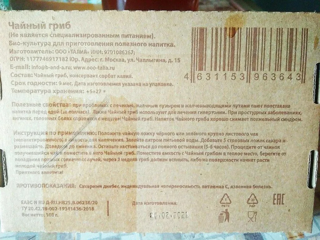 Напиток «Чайный гриб»