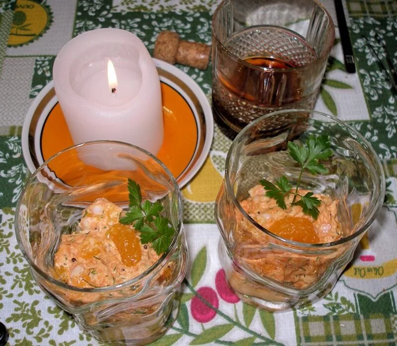 Веррины с клементинами, крабом и укропом