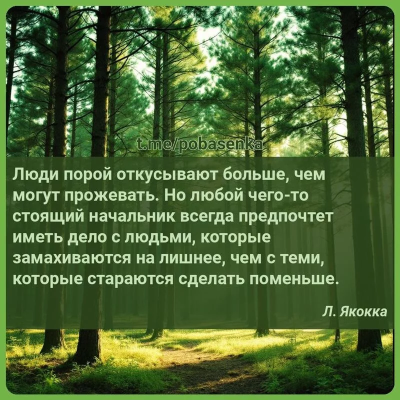 «Люди порой откусывают больше, чем могут прожевать. Но любой чего то стоящий начальник всегда предпочтет иметь дело с людьми, которые замахиваются на лишнее, чем с теми, которые стараются сделать поменьше...» height="550" width="550"
