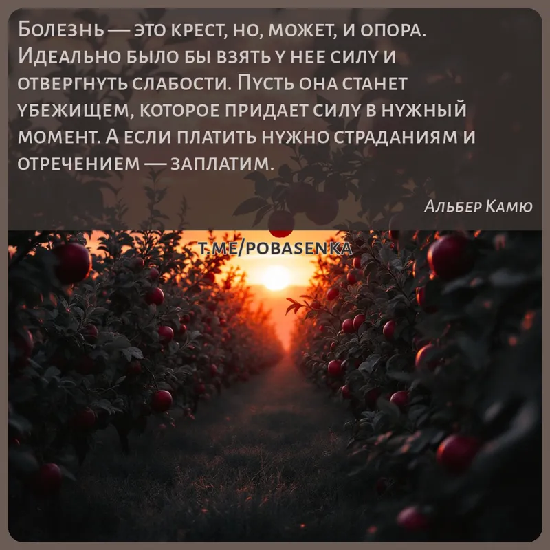 «Болезнь — это крест, но, может, и опора. Идеально было бы взять у нее силу и отвергнуть слабости. Пусть она станет убежищем,...» height="550" width="550"