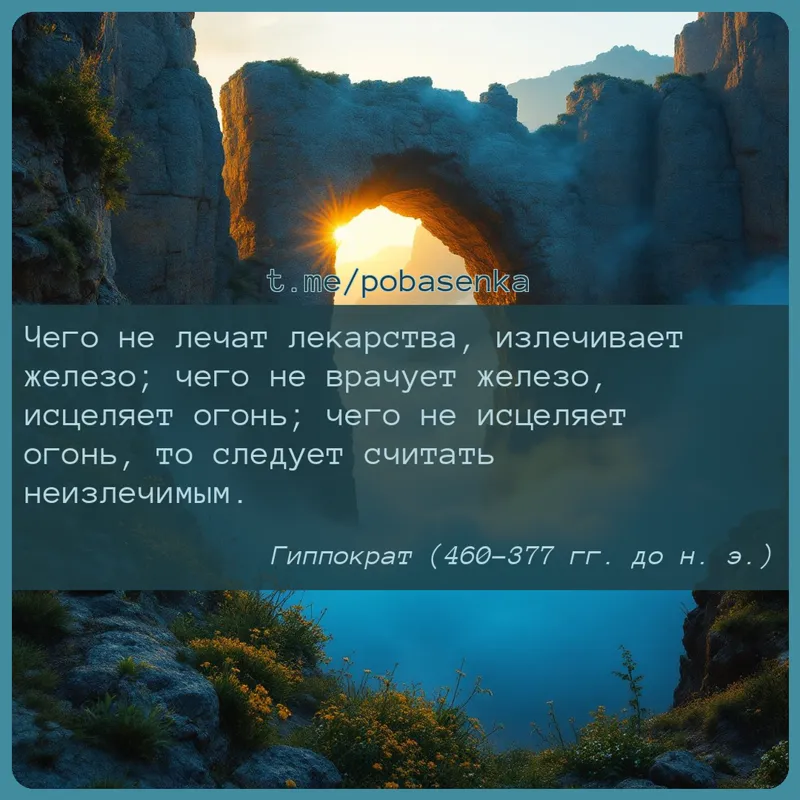 «Чего не лечат лекарства, излечивает железо; чего не врачует железо, исцеляет огонь; чего не исцеляет огонь, то следует...» height="550" width="550"