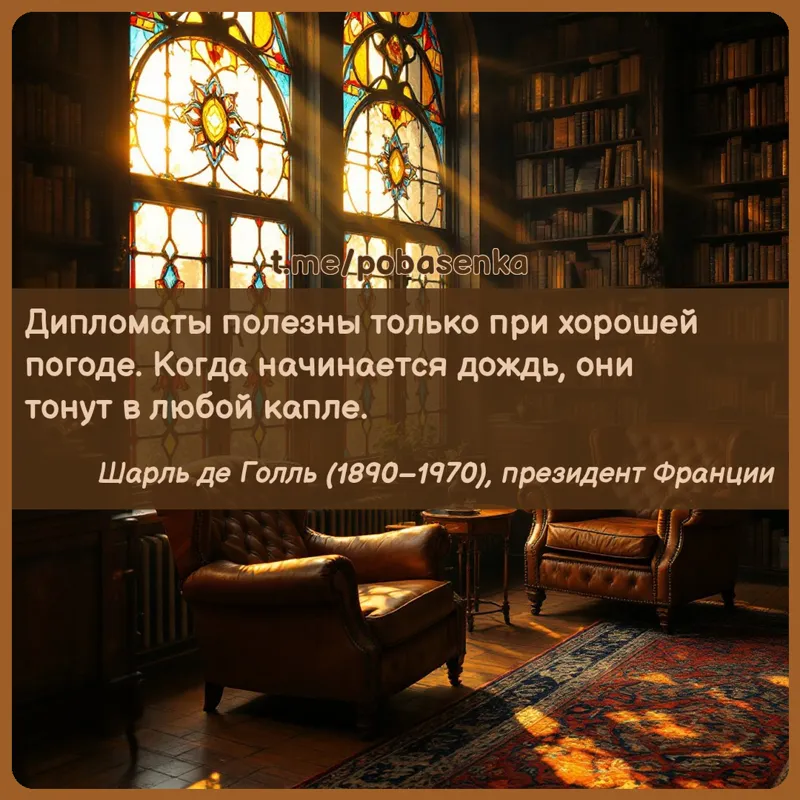 «Дипломаты полезны только при хорошей погоде. Когда начинается дождь, они тонут в любой...» height="550" width="550"