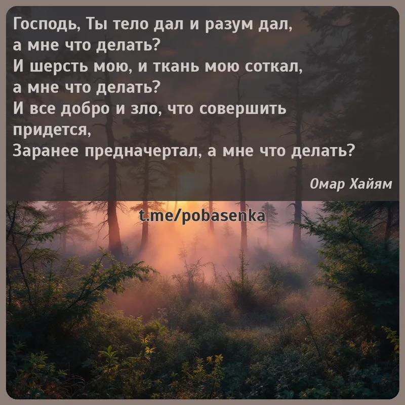 «Господь, Ты тело дал и разум дал, а мне что делать? И шерсть мою, и ткань мою соткал, а мне что делать? И все добро и зло,...» height="550" width="550"