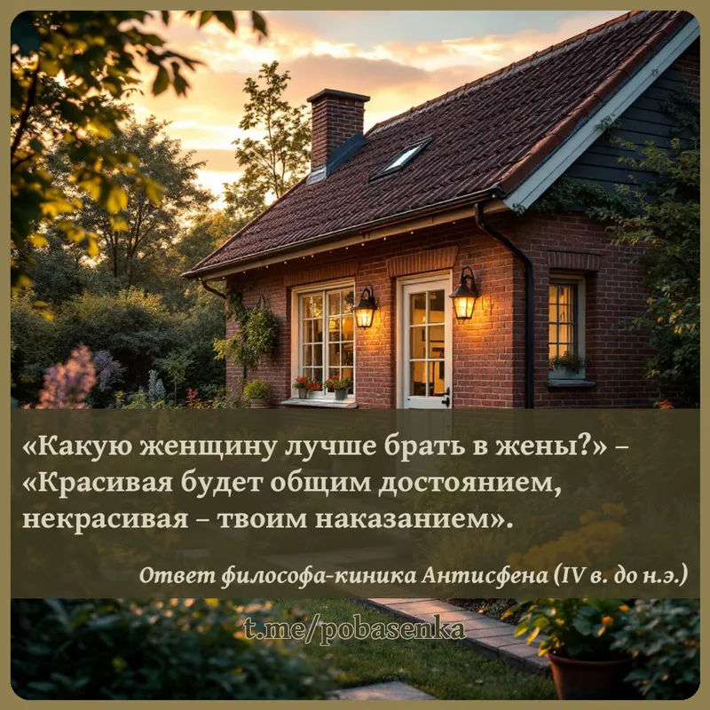 «Какую женщину лучше брать в жены? Красивая будет общим достоянием, некрасивая твоим наказанием...» height="550" width="550"