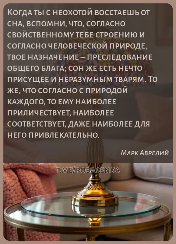«Когда ты с неохотой восстаешь от сна, вспомни, что, согласно свойственному тебе строению и согласно человеческой природе,...» height="550" width="550"