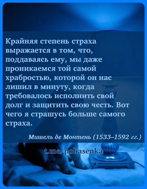 «Крайняя степень страха выражается в том, что, поддаваясь ему, мы даже проникаемся той самой храбростью, которой он нас лишил...» height="550" width="550"