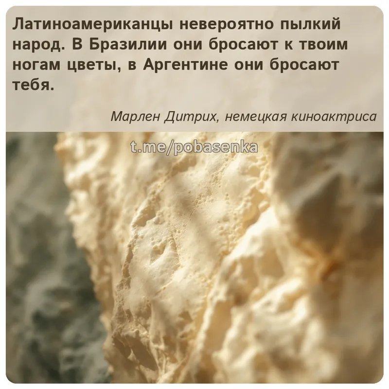 «Латиноамериканцы невероятно пылкий народ. В Бразилии они бросают к твоим ногам цветы, в Аргентине они бросают...» height="550" width="550"