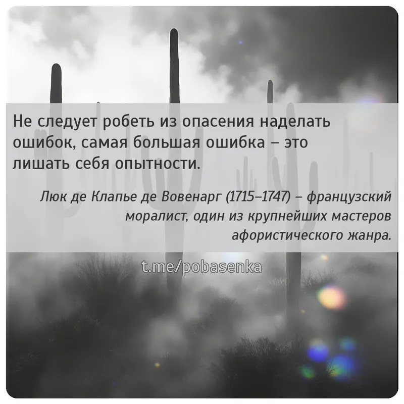 «Не следует робеть из опасения наделать ошибок, самая большая ошибка это лишать себя...» height="550" width="550"