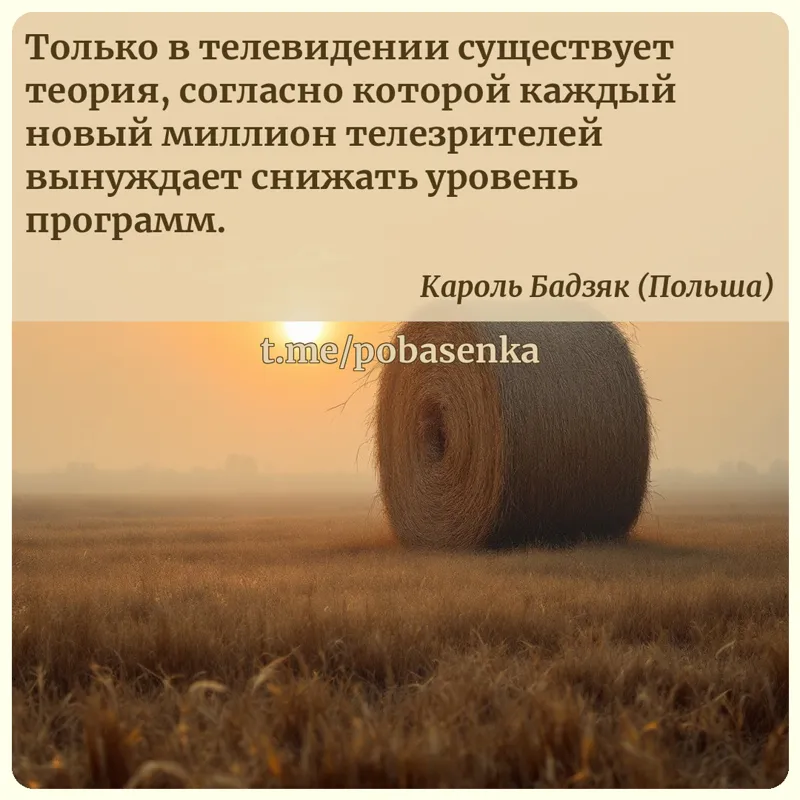 «Только в телевидении существует теория, согласно которой каждый новый миллион телезрителей вынуждает снижать уровень...» height="550" width="550"