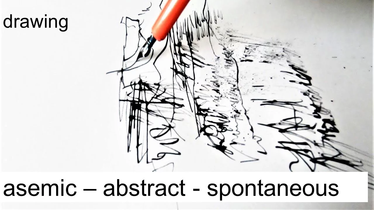 Asemic writing / Ink landscape drawing / Abstract calligraphy