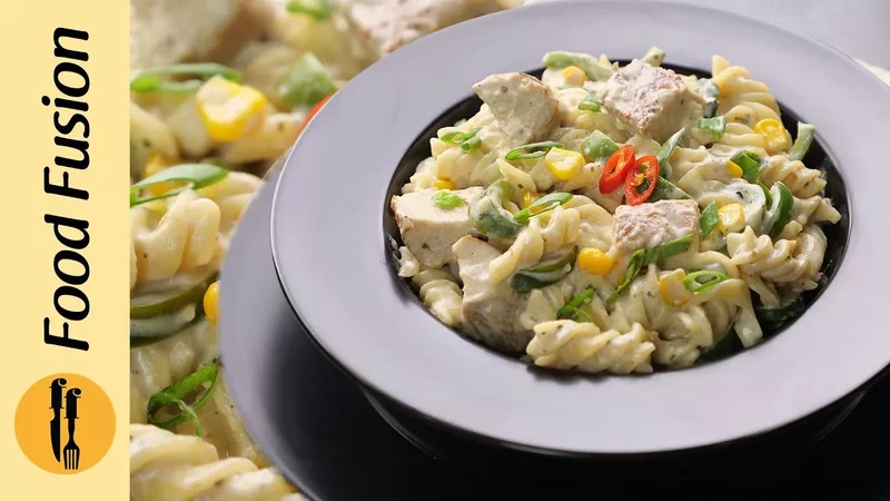 Garlic Cream Sauce Pasta With Grilled Chicken Recipe by Food Fusion