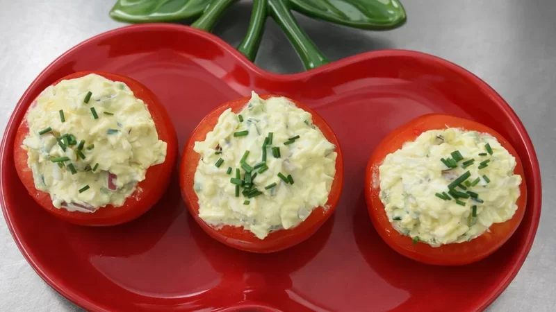 "Better than Deviled Eggs" Stuffed Tomatoes with Egg Salad