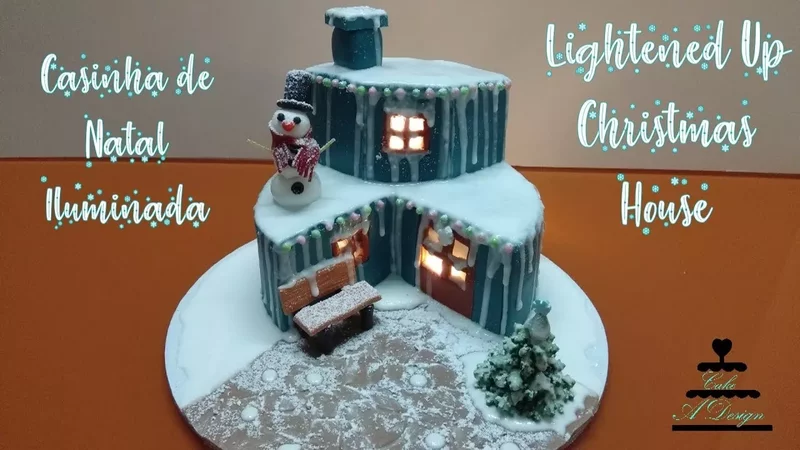 Bolo Casinha de  Natal Iluminada - Lightened Up Christmas House Cake  (ENGLISH SUBTITLES)