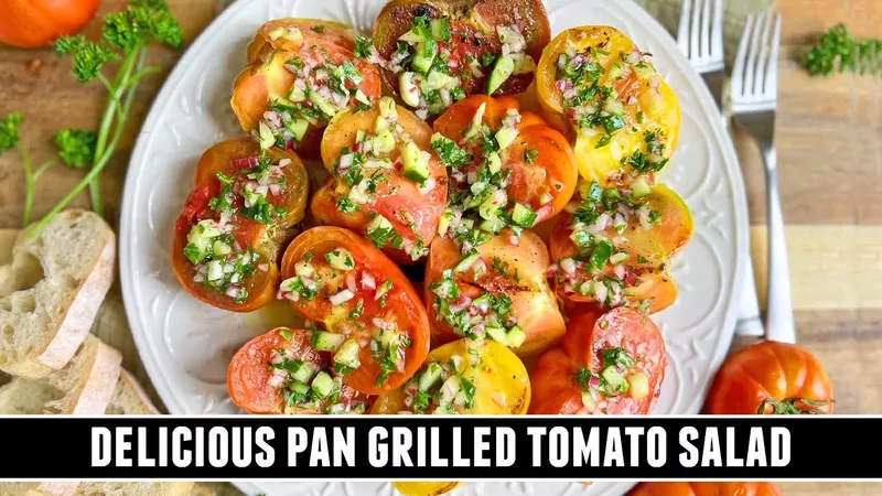 Pan GRILLED Tomato Salad Healthy & Refreshing 10 Minute Recipe