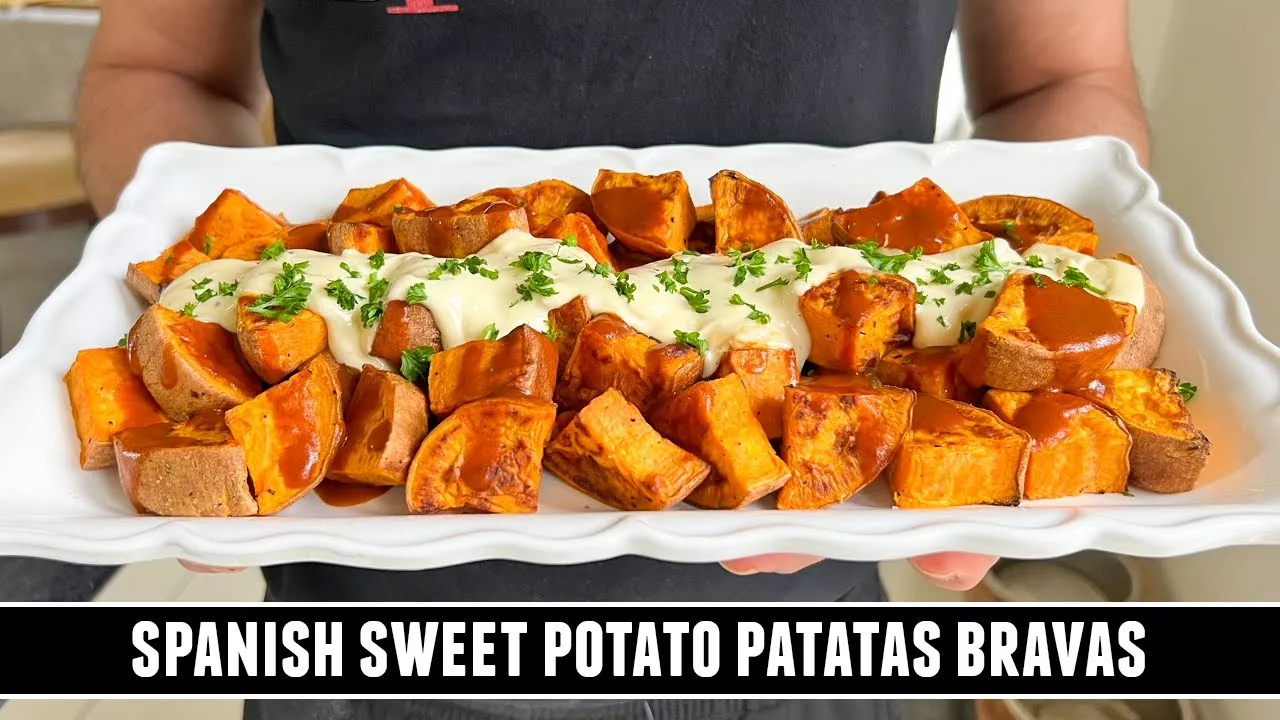 Spicy Sweet Potatoes with Garlic Aioli HEALTHY Spanish Tapas Recipe