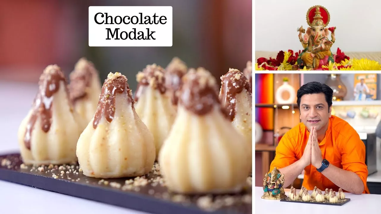 गणपत बपप क लए सपशल चकलट मदक परसद Chocolate Modak Kunal Kapur Diwali Recipes