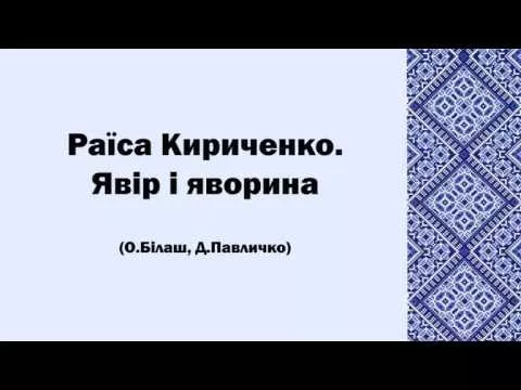 Раїса Кириченко. Явір і яворина