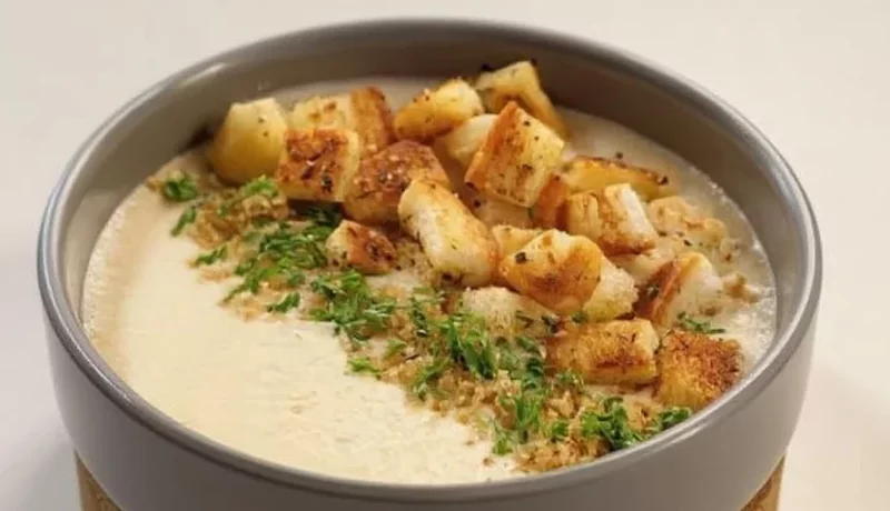 Cream of Chicken Soup with Crispy Garlic Croutons Recipe By Food Fusion