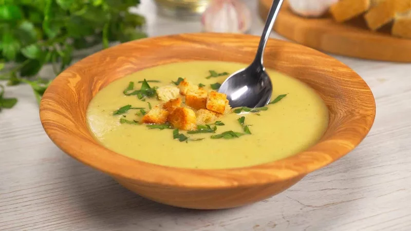 Italian GARLIC Soup With Crispy Croutons  CREAMY Garlic & Herbs Soup. Recipe by Always Yummy!