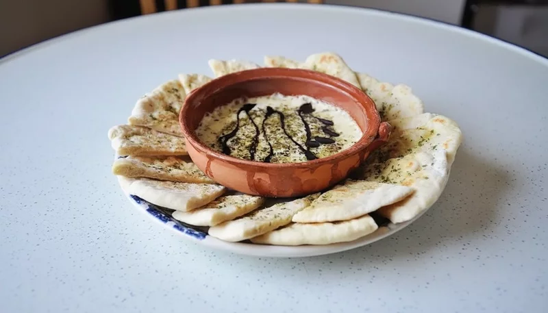 Baked Provolone with Herbs and Garlic Flatbread
