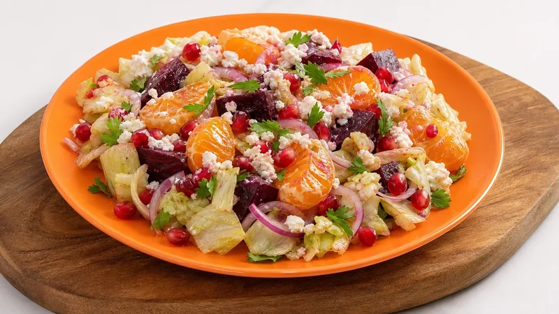 Healthy Salad Meal - Orange Beetroot & Pomegranate Garden Salad Recipe by Food Fusion