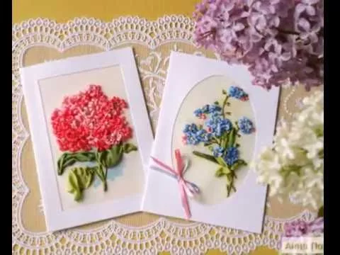 Открытки шелковыми лентами Поляковой Анны