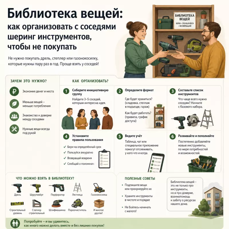 Библиотека вещей: как организовать с соседями шеринг инструментов, чтобы не покупать
