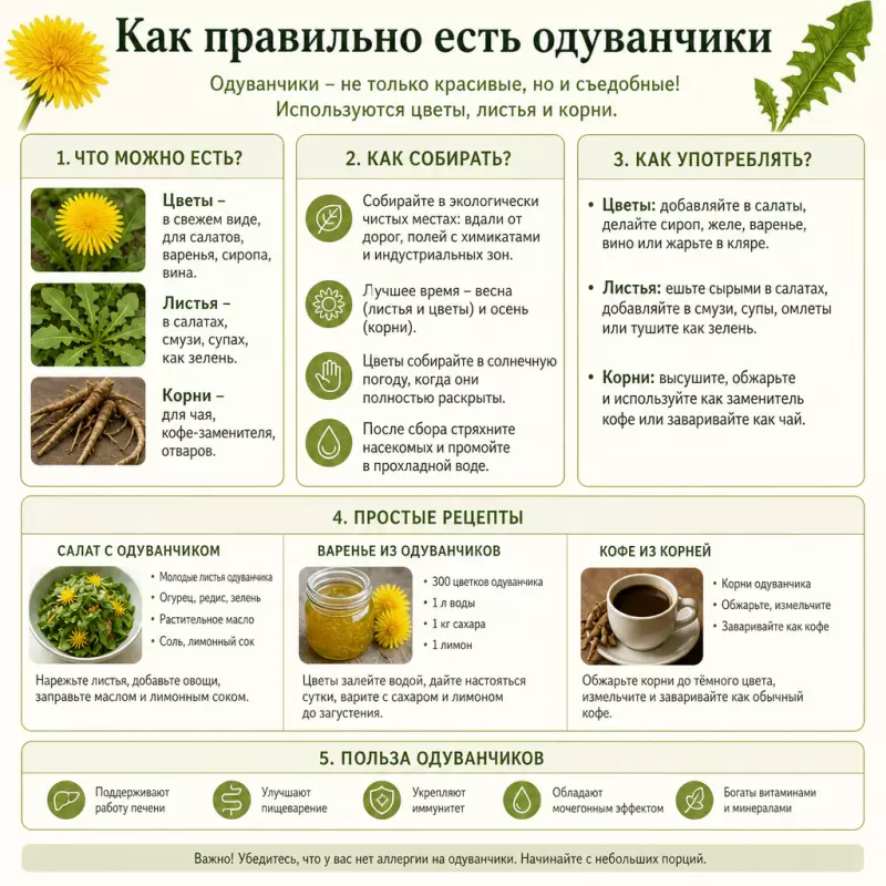 Как правильно есть одуванчики