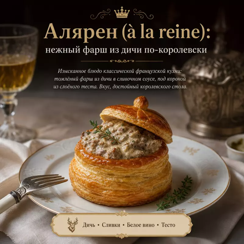 Алярен (à la reine):  нежный фарш из дичи по-королевски