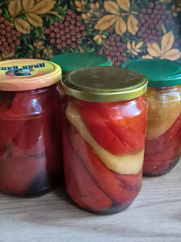 Перец сладкий закусочный, запеченный в духовке, консервированный (без стерилизации)