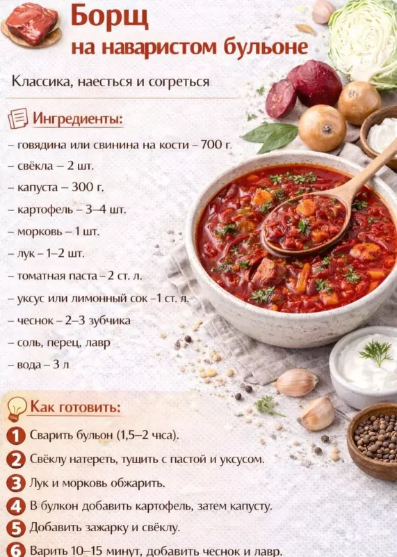 Кулинарная инфографика в рецептах